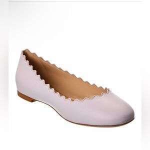 CHLOÉ Lauren Scalloped Leather Ballerina Flats Size 38.5 NIB